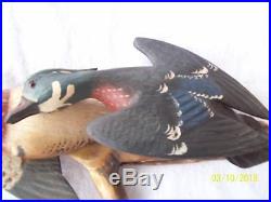 Flying Duck Wall Wood Carving, Duck Decoy Signed By Casey Edwards