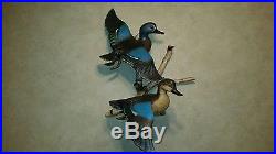 Flying blue-winged teal woodcarving, duck decoy, fish decoy, Casey Edwards