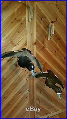 Flying bluebill ducks, duck decoy, fish decoy, hunting and fishing collectibles