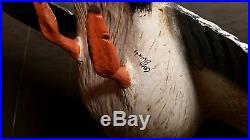 Flying pair carved mallards, duck decoy fish decoy, Casey Edwards