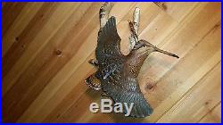 Flying woodcock woodcarving, duck decoy, game bird, Casey Edwards