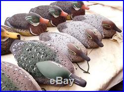 Fourteen (14) LL Bean Cork Coastal Decoy Ducks Various Species + Bag