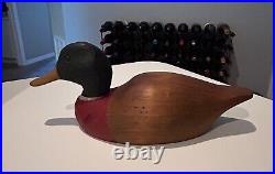 French Broad River Decoy Company Large Mallard Duck Wooden Vintage 15.5 Signed