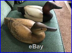 George Strunk NJ Canvasback Pair Duck Decoys. Hunt Band Carver