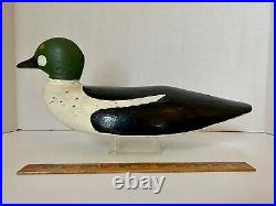 Goldeneye Duck Wood Decoy, Painted Eyes, Shot Over, Unsigned, Gloss Paint Finish