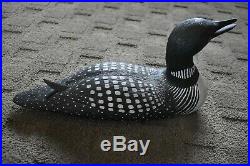 Gorgeous Hand Carved Loon Wood decoy Full Size 1988 Dennis Bartz