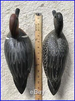 Grayson Chesser Hand Carved Green-winged Teal Pair Duck Decoy Chincoteague Sign