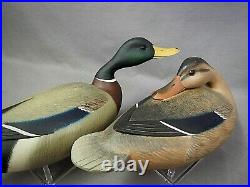 Great Pair of Hollow Body Mallard Duck Decoys by Frederick Rick Brown NJ