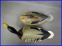 Great Pair of Hollow Body Mallard Duck Decoys by Frederick Rick Brown NJ