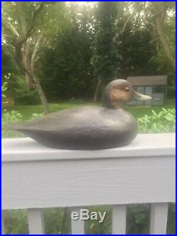 Hand Carved Early Oval Brand All Original Elmer Crowell Black Duck Decoy