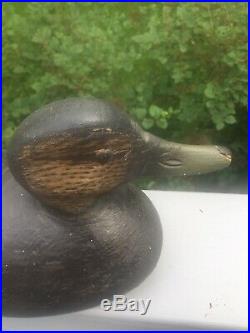 Hand Carved Early Oval Brand All Original Elmer Crowell Black Duck Decoy