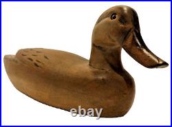 Hand- Carved Wood Duck Decoy 6 tall and 14 Wide