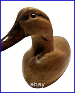 Hand- Carved Wood Duck Decoy 6 tall and 14 Wide