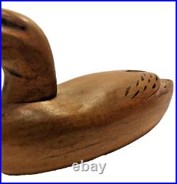 Hand- Carved Wood Duck Decoy 6 tall and 14 Wide