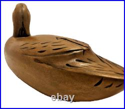 Hand- Carved Wood Duck Decoy 6 tall and 14 Wide