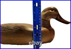 Hand- Carved Wood Duck Decoy 6 tall and 14 Wide