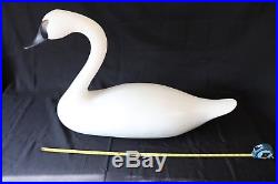 Hand Carved Wood Huge Full Size Swan Decoy Patrick Vincenti Signed Dated