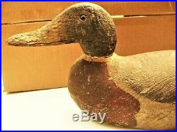 Hand Painted Wooden Duck Decoy 2 Part w Glass Eyes Weighted Benz Wood Products