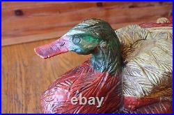 Handmade Wooden Duck Decoy Large Vintage carved art hand painted 19 Mallard