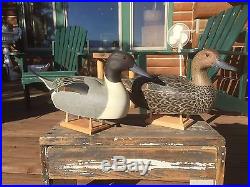 Hector Heck Whittington Pintail Decoy Pair signed stamped Oglesby Illinois River