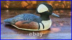 Hooded Merganser Drake J&W Kirkland signed decoy 12.5