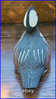 Hooded Merganser Drake J&W Kirkland signed decoy 12.5