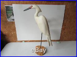 Jim Slack Pekin Illinois American Snowy Egret Carving Decoy
