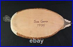 John Good Signed Vintage 1995 Wooden Hand Carved Shoveller Duck Decoy