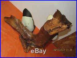 Ken Weeks signed pair Mallards on Log Illinois River Carving 1/4 size Duck Decoy