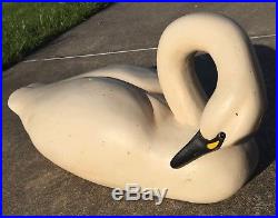 LIFE-SIZE PAINTED SWAN DECOY In Preening Pose Signed Revello