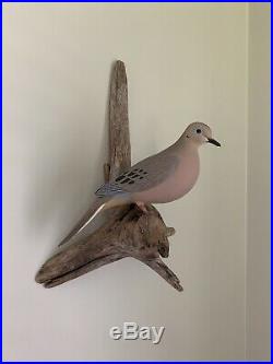 Large 2001 EDDIE WOZNY Carved Dove Decoy on Driftwood Wall Hanging Cambridge MD