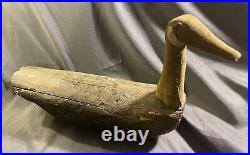 Large Antique Folk Art Carved & Painted Goose Decoy