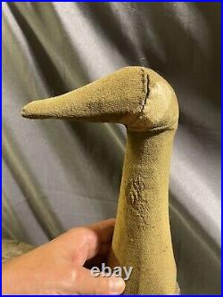 Large Antique Folk Art Carved & Painted Goose Decoy