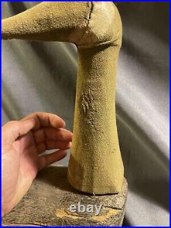 Large Antique Folk Art Carved & Painted Goose Decoy