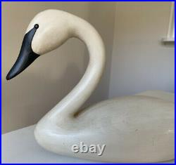 Large Swan Decoy hand carved wood Folk Art east coast Maryland Duck Sculpture