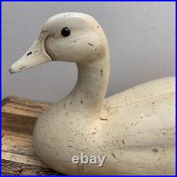 Large White Wood Decoy Goose/Duck No. 100 Signed by CG