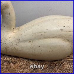 Large White Wood Decoy Goose/Duck No. 100 Signed by CG