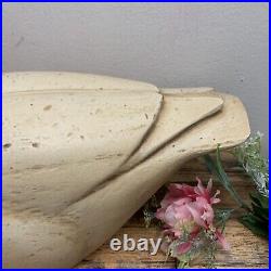 Large White Wood Decoy Goose/Duck No. 100 Signed by CG