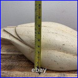 Large White Wood Decoy Goose/Duck No. 100 Signed by CG