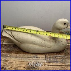 Large White Wood Decoy Goose/Duck No. 100 Signed by CG