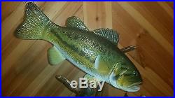 Large mouth bass, duck decoy, fish decoy, fishing collectible, taxidermy