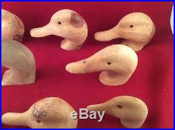 Lot Of Vintage Wooden Carved Duck Decoy Heads & Glass Eyes Barn Find