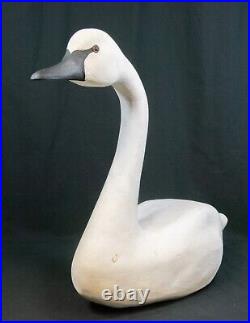 M. DeNIKE Large Trumpeter Swan Hand Carved Decoy 1984 (MBP)