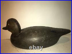 Michigan black duck drake decoy unknown maker vintage glass eye