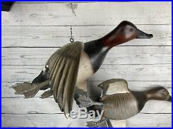 Mike Borrett Ducks Unlimited DU Flying Canvasback Duck Decoy Pair