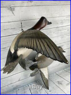 Mike Borrett Ducks Unlimited DU Flying Canvasback Duck Decoy Pair