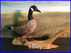 Miniature ROBERT RUNION Hand Carved Wood CANADA GOOSE Duck Decoy Signed