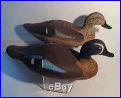 Nice! CAPTAIN HARRY JOBES Drake & Hen Blue-Winged Teal, signed'78 Duck Decoys