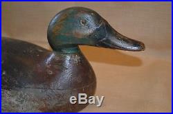 Nice Old 1900 Vintage Mason Hollow Premier Drake Mallard Wooden Duck Decoy