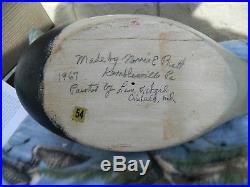 Norris Pratt / Lem Ward drake canvasback decoy signed/dated 1967
